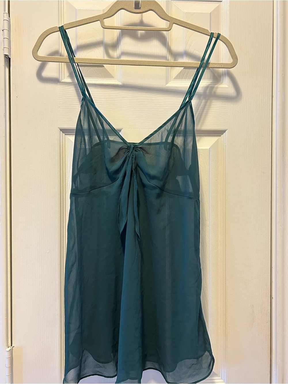 Secret Treasures emerald  Sheer Spaghetti Strap Chemise with Front Tie Y2K brand
